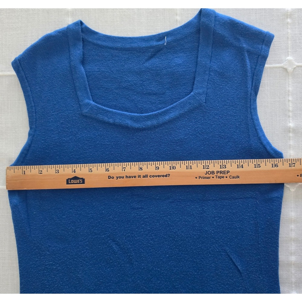 Royal Blue Knit Sleeveless Square Neck Sheath Dress Cotton Viscose RN134365 - Picture 2 of 5